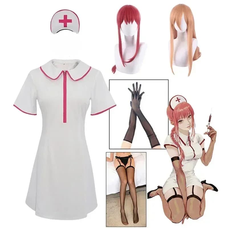 Makila cosplay abito da infermiera anime motosega uomo Makila power costume cosplay guanti calze costume cosplay di Halloween per le donne