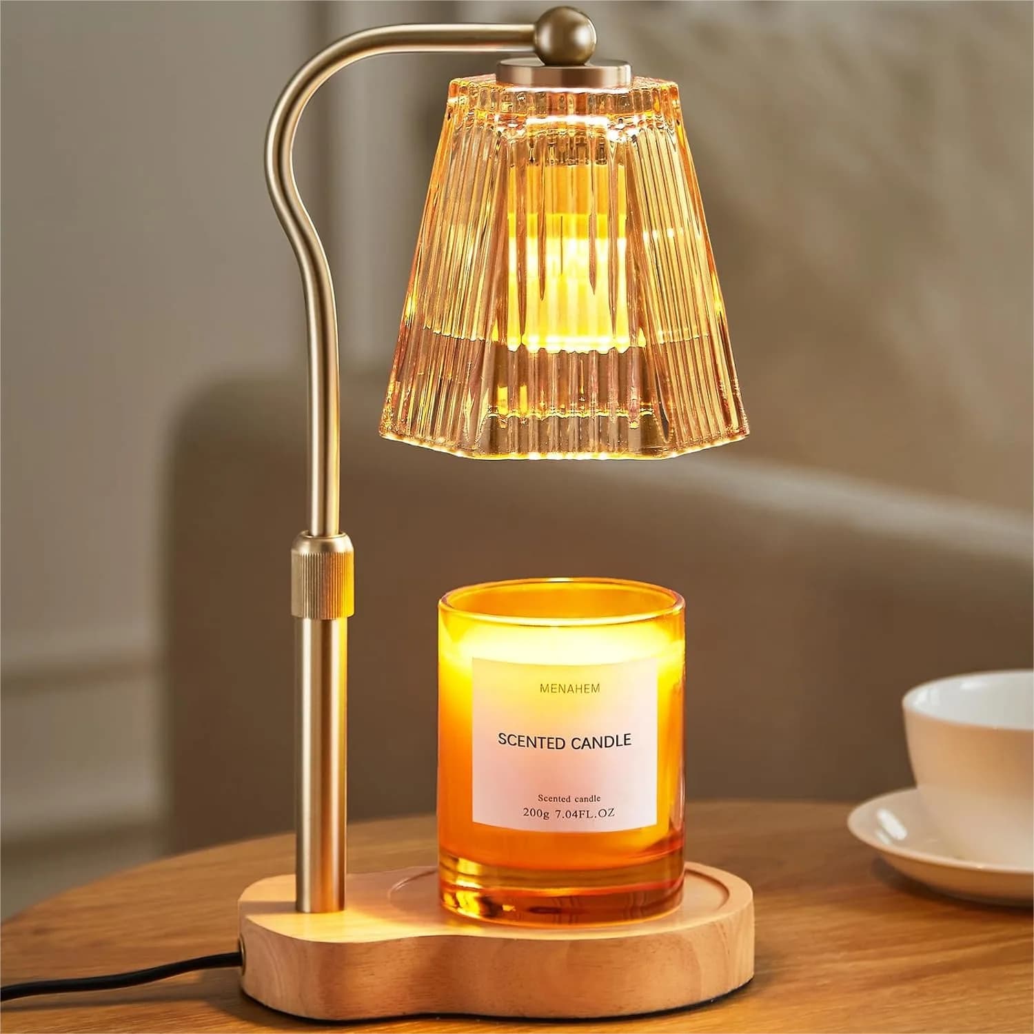 Lampada Scaldacera con Timer, Dimmerabile, Senza Fiamma, per Candele in Barattolo, Altezza Regolabile, Decorazione Casa, Luce Notturna