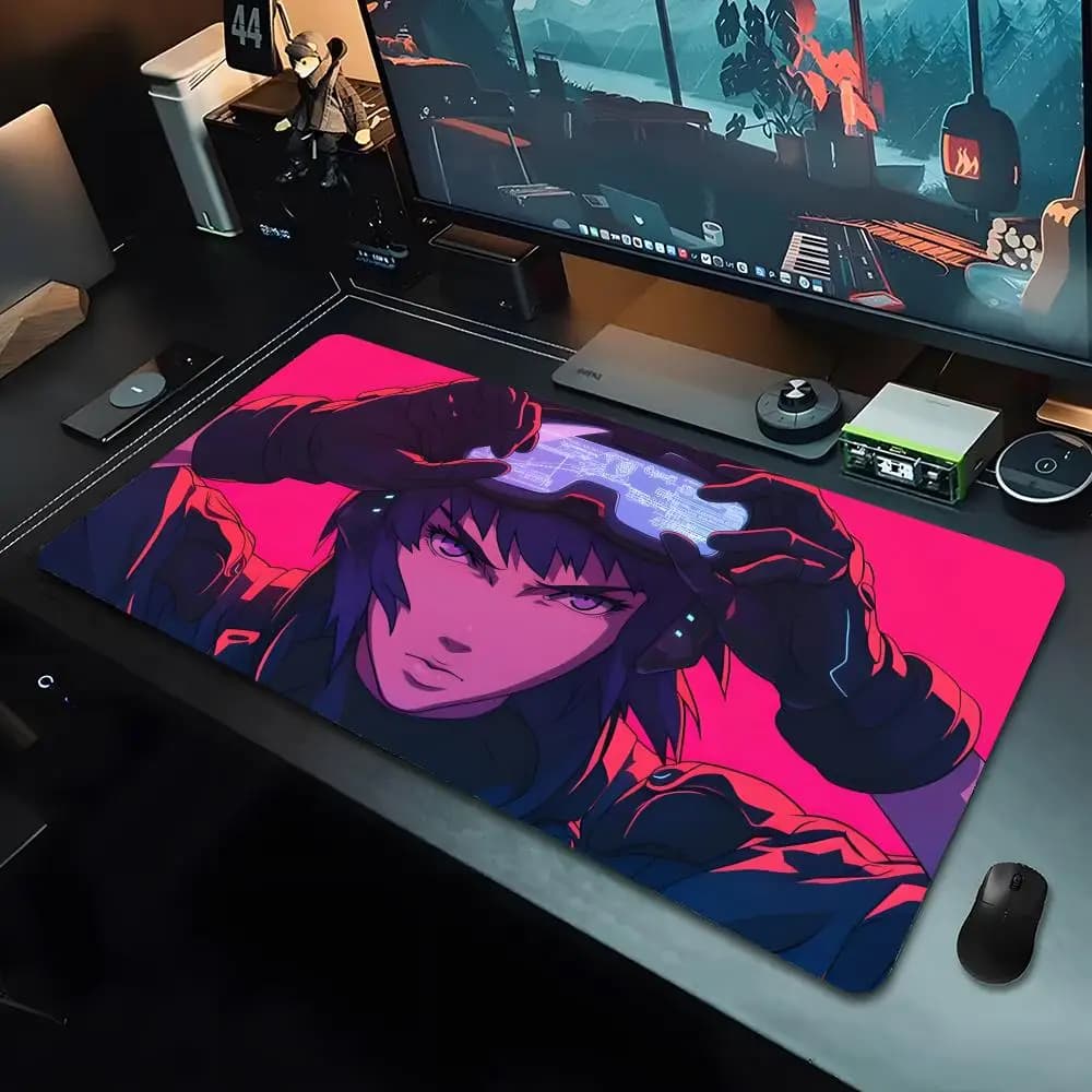Tappetino per mouse anime per G-Ghost in The Shell, tappetino per mouse grande da gioco con bordo rinforzato, tappetino spesso per tastiera e scrivania del computer