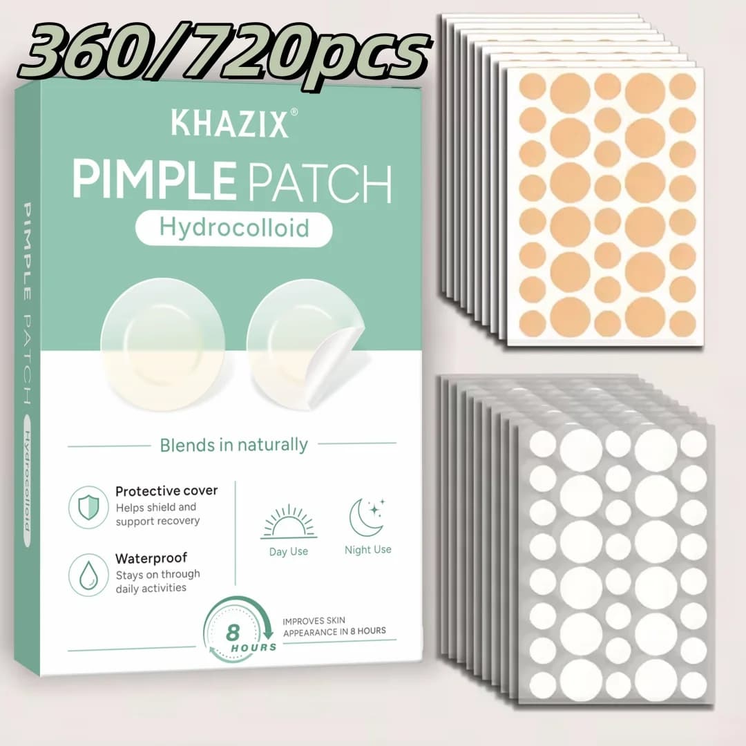 KHAZIX 36/360/720PCS Hydrocolloid Pimple Patches, Invisible Blemish Covers, Ultra-Thin Breathable Waterproof Face Stickers
