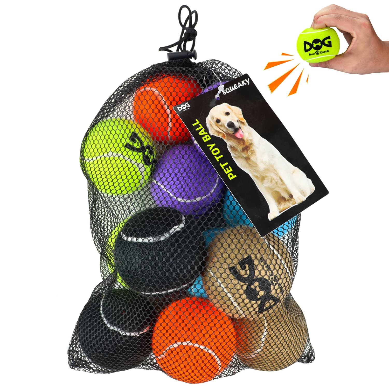Palline da Tennis per Cani - Confezione da 12 Palline Interattive Sonore per Addestramento, Esercizio e Gioco Indoor e Outdoor - Palline in Gomma da 2,5 Pollici per Cani
