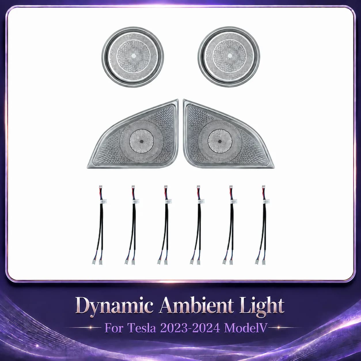 CF Dynamic Active Ambient Light For Tesla Model Y 2023-2024 RGB LED Interior Light Strip Dashboard Decorative Lighting Kit