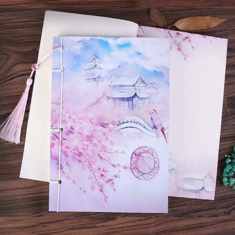 Chinese Style Wire-bound Notebook Sketchbook Vintage Original Tassel Diary Note Book Handmade Journal Notepad Office Stationery