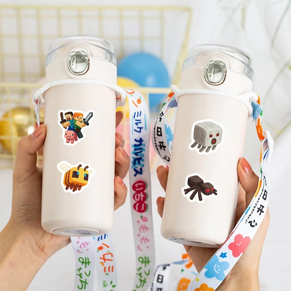 500pcs/Roll Minecrafted Cartoon Stickers Kawaii Anime DIY Pvc Laptop Decals Decoration Stiker Reward Toy Girl Gift