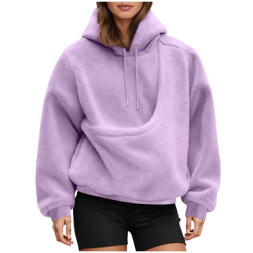 Lovers Hoodie For Women Kangaroo Dog Pet Holder Carrier Big Pocket Fleece Pullovers Animal Pouch Hooded Sweatshirt Tops