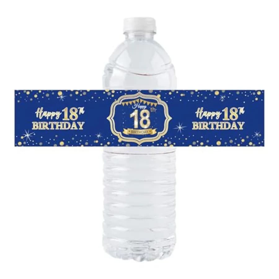 36 Pack of Happy 18th Birthday Watter Bottle Label Stickers for 18th Birthday Party Decoration