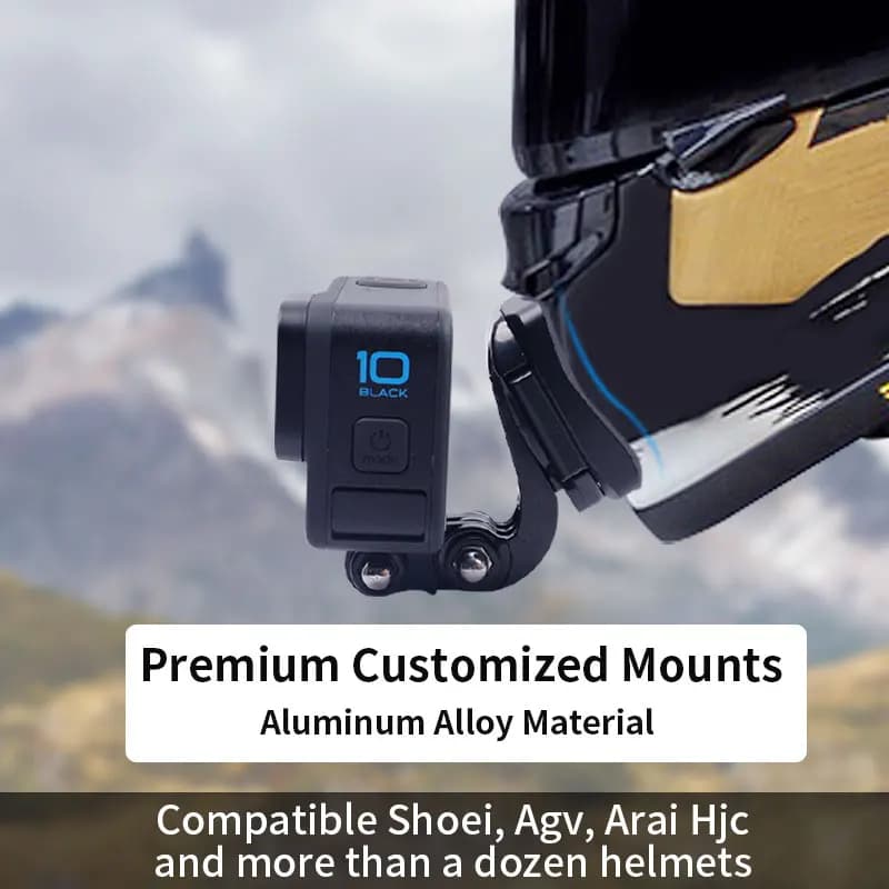 Supports for action cam with aluminium chin for premium bike helmet for GoPro helmet accessories Shoei Agv Arai Go Pro