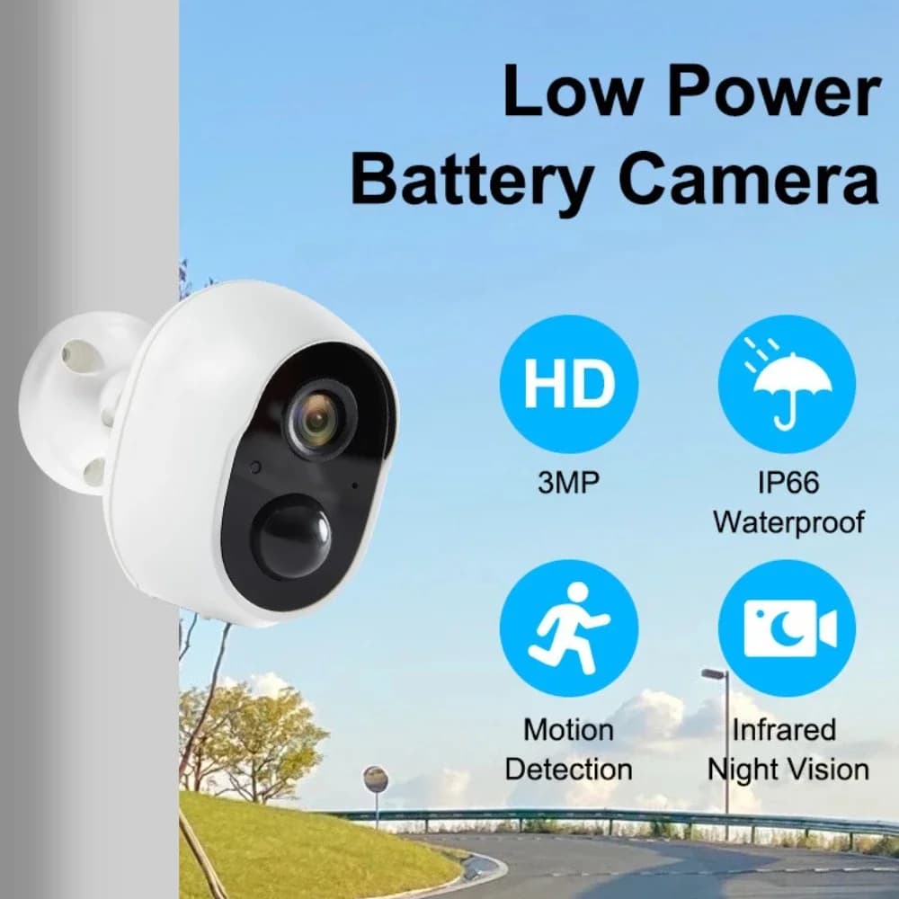 Mini telecamera di sorveglianza da 3 MP Rilevazione movimento Wifi Audio bidirezionale Baby Monitor Batteria a bassa potenza Telecamera CCTV wireless Sicurezza domestica