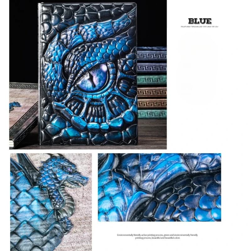 Exquisite Dragon Eye Embossed PU Leather Notebook - Lined Journal, Perfect Gift for Collectors