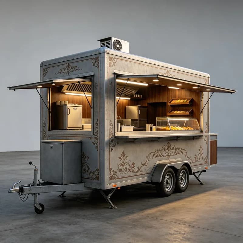 Carretto Mobile per Succhi di Frutta, Furgone Distributore di Bevande Fresche con Frullatore per Vendite di Bevande all'Aperto