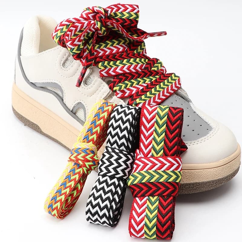 1 paio di lacci piatti per scarpe da ginnastica lacci per scarpe ondulati donna uomo larghezza lacci 1,5 cm larghezza scarpe di tendenza corda di pizzo scarpe stringhe