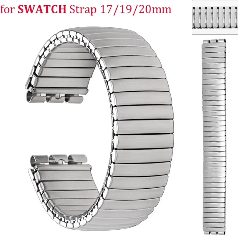 Cinturino elastico in metallo per orologio Swatch 17mm 19mm 20mm espansione elasticizzata cinturino in acciaio inossidabile uomo donna accessori per cinturino