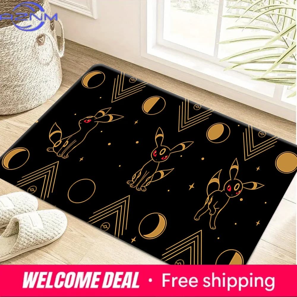 Tappetino antiscivolo con stampa Pokemon Umbreon Moon Phase, tappetino morbido per la decorazione della casa