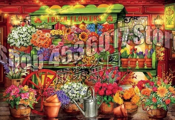 Flowers Market 5d Diy Diamond Painting Cross Stitch set Diamond Art Embroidery landscape Full Mosaic Home Decor Children'S Gifts