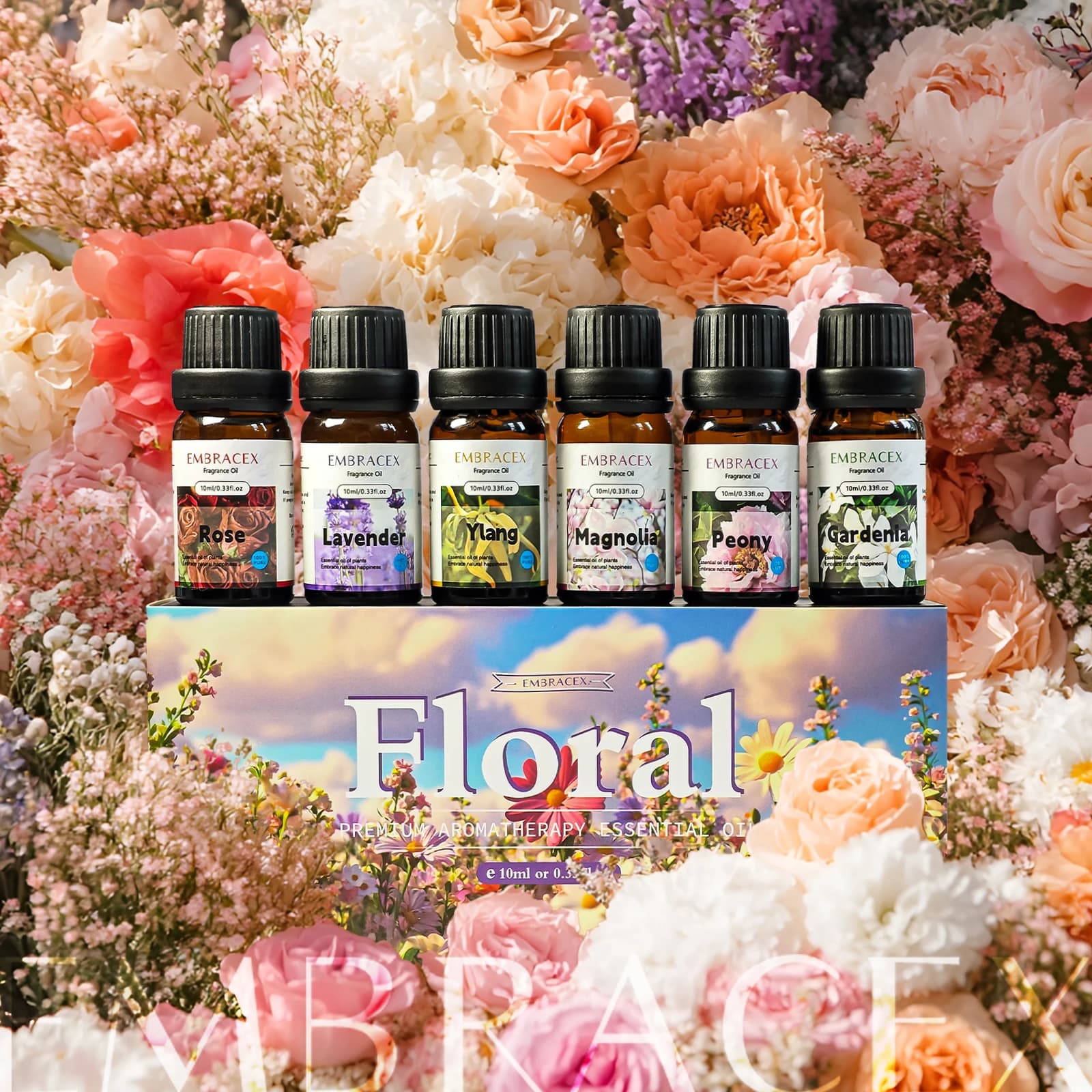 6PC/1Set 10ML Gift pack Floral set Essential oils Auto Aromatherapy Good perfume for women-Fragrance Ylang Ylang lavender