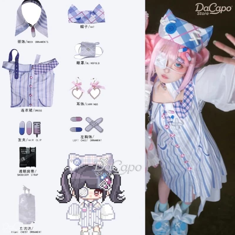 Gioco Infinity Nikki Costume Cosplay Parrucca Idea eccentrica Dolce Lolita Vestito Vestito di Carnevale Benda sull'occhio Jirai Kei Halloween Donne Ragazze