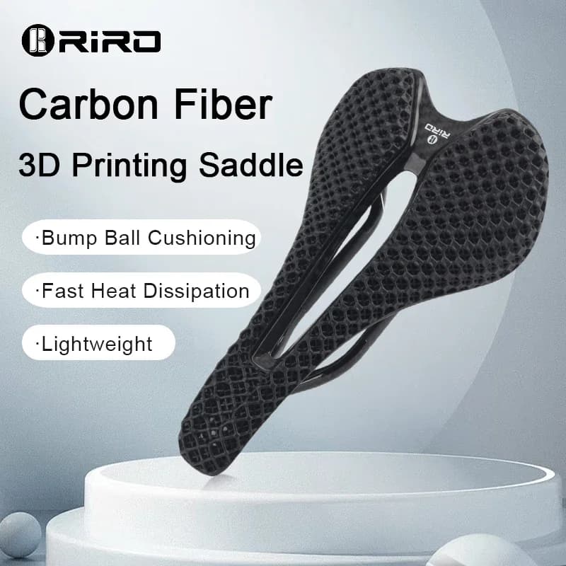 RIRO Sella per bicicletta in fibra di carbonio Sedile con stampa 3D Cuscino a nido d'ape cavo ultraleggero e traspirante per parti di bici da strada/MTB