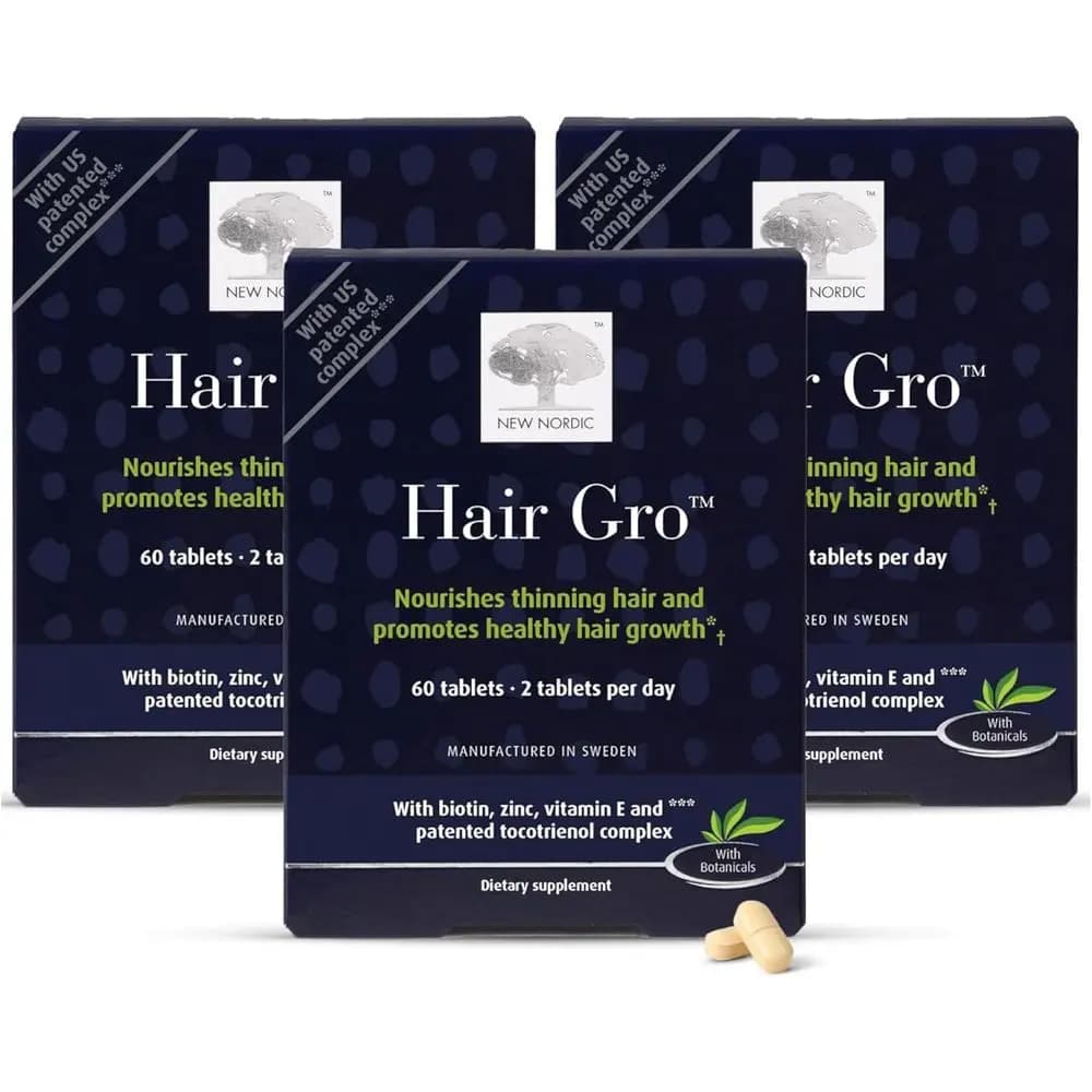 Capsule per la Crescita dei Capelli con Biotina e Palmitoyl Tripeptide, 60 Compresse (3 Confezioni) per Ricrescita Naturale