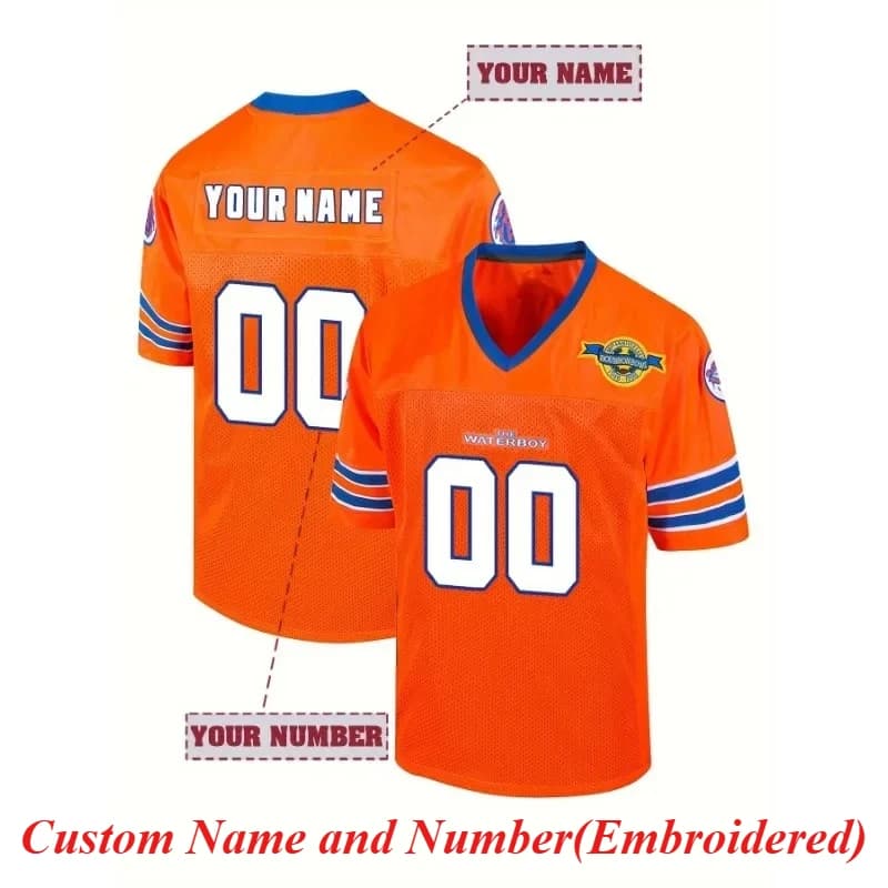 Nome e numero personalizzati Maglia da calcio The Waterboy Bobby Boucher Adam Sandler 50th Anniversary T-shirt fai da te Uomo Donna