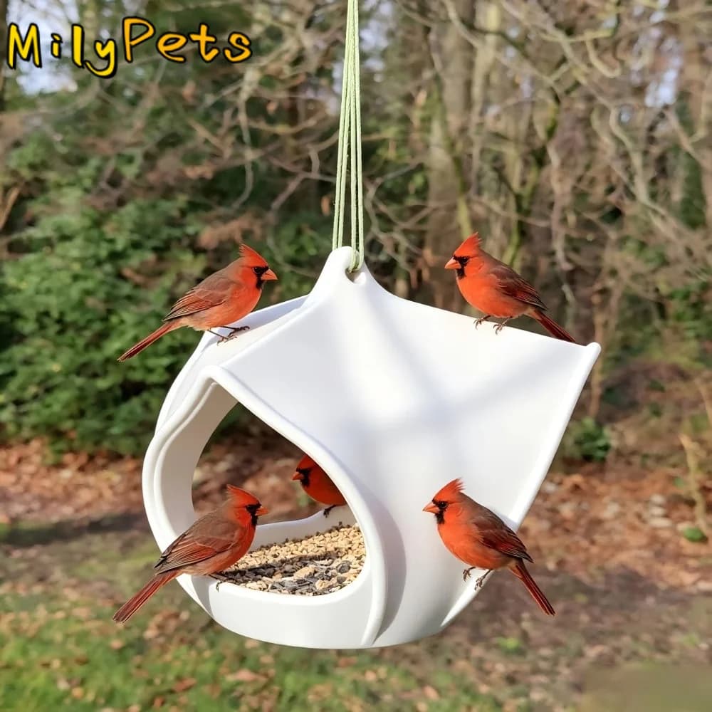 Plastic Hanging Bird Feeder Water-Resistant Birdhouse Bird Feeding Station Weatherproof Large Capacity Bird Food Container