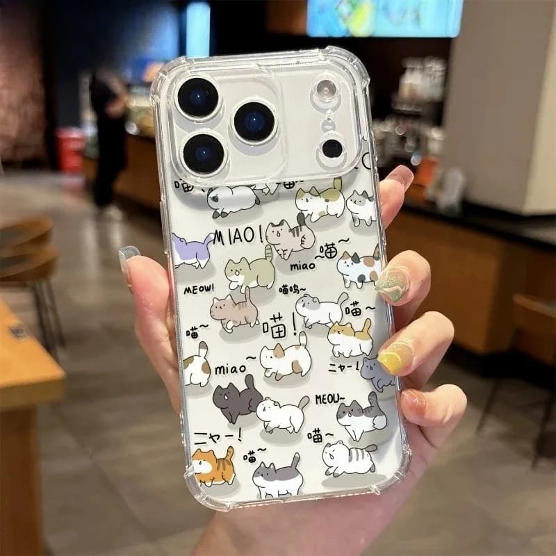 Custodia per telefono gatto carino per Huawei Pura 80 Pro Ultra Nova 14 Ultra Y73 Honor 400 Pro Lite Smart X7D X8C X6C GT Pro Cover morbida trasparente