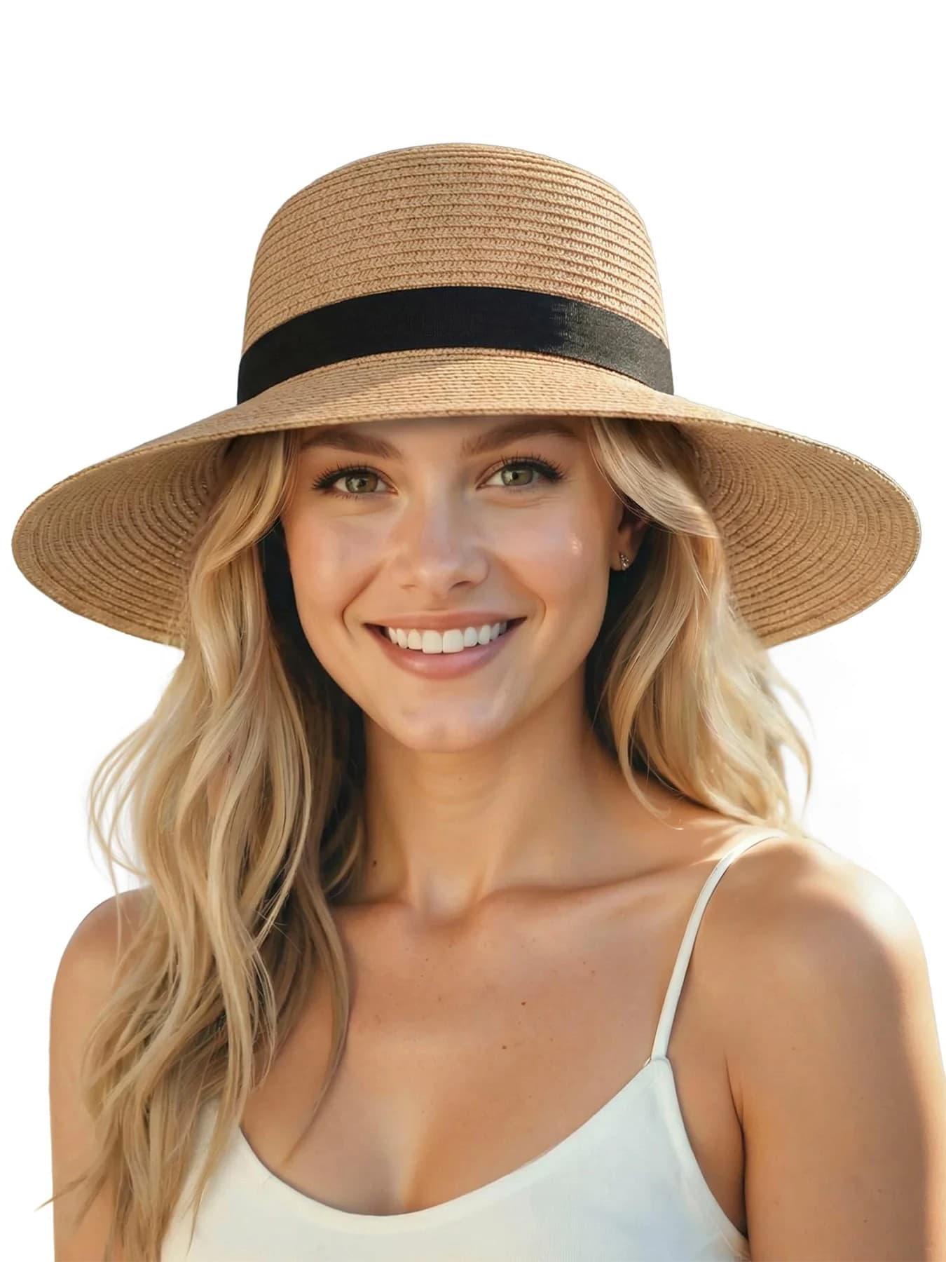 1 cappello da sole per donna con protezione UV, cappello di paglia pieghevole a tesa larga per uomo, spiaggia, vacanze estive, viaggi