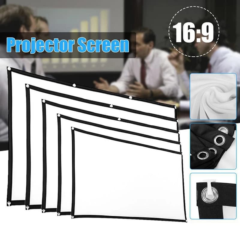 Schermo per Proiettore 100 Pollici 16:9, Telo di Proiezione Portatile Riflettente per Macchine Proiettore
