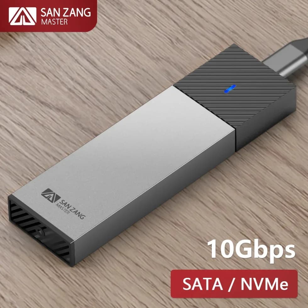SANZANG M.2 NGFF NVMe SSD Custodia USB 3.2 Tipo C Custodia esterna M2 Disco rigido Copertura HD Scatola di immagazzinaggio Custodia per PC portatile