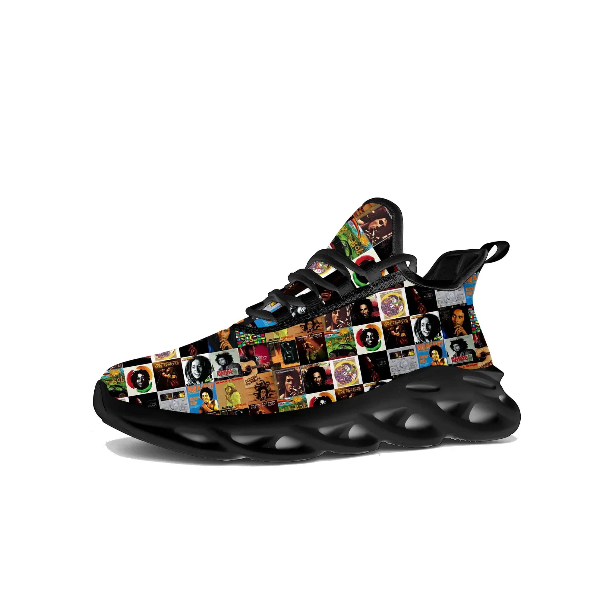 Sneakers Reggae Rock Music Star Bob Marley, Scarpe Sportive da Corsa per Uomo e Donna, Sneaker con Lacci in Mesh, Calzature su Misura