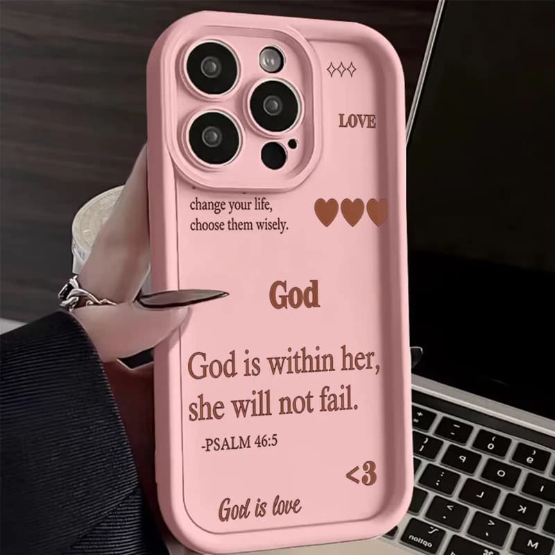 Psalm 46:5 God Quote Phone Case For iPhone 11 12 Pro Max 13 14 15 Plus 16 Pro 17 Pro Max 16E Air Shockproof Soft Silicone Cover