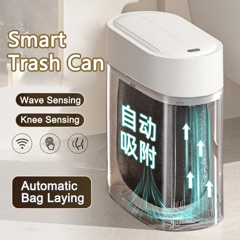 Bidone della spazzatura con sensore da 9 litri con coperchio Bidone della spazzatura ad adsorbimento automatico bidirezionale Cucina di casa Toilette Bidone dei rifiuti con montaggio a parete a fessura stretta