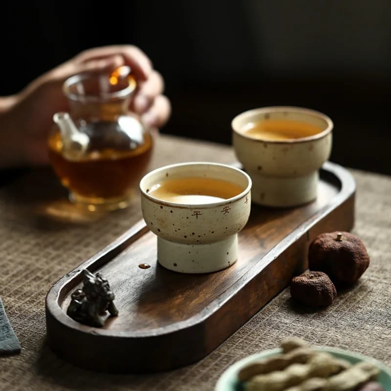 ★Mr. Qing Ping An Xile Calligraphy Cup Ceramic Cup Stoneware Handmade Master Cup Creative Personalized Tea Set with Hand Gift