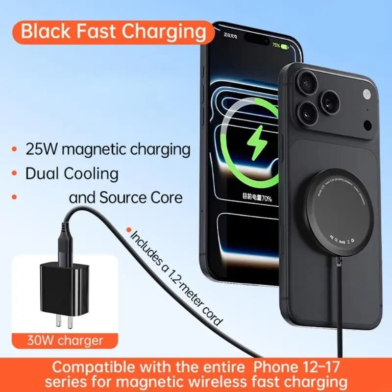 25W Compatible Wireless Chargers & 30W Power Adapter 58.2Mm Diameter Vehicle Chargers Suitable for Phone 16 17 F19E