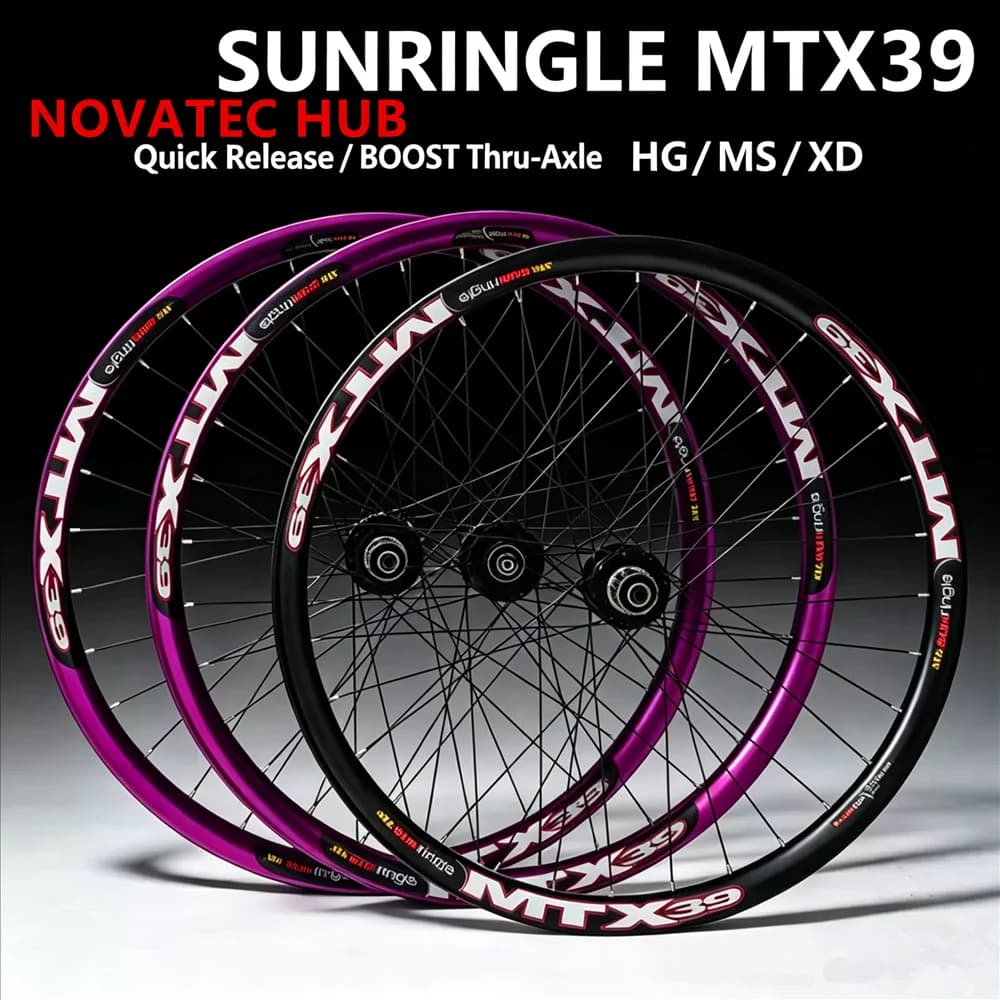 Sunringle Rim NOVATEC Hub MTX39 Mountain Bike Wheel, DH, AM, AR, Rapid Descent, Shaft Barrel Axle, 26 27.5 ER, MTB Wheelset
