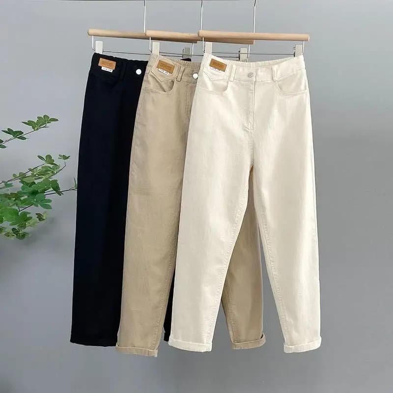 High Waist Loose Fit Mom Jeans Women's plus Size High Elasticity Casual Style Spring Autumn New Arrival Harlan Nine Points Lo...