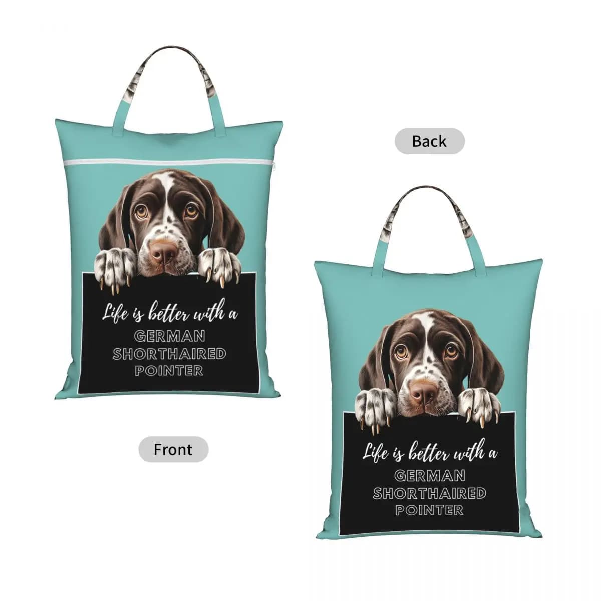 Life Is Better With A German Shorthaired Pointer Dog Travel Laundry Bag Reusable Dirty Clothes Pouch Gym Yoga Washing Basket