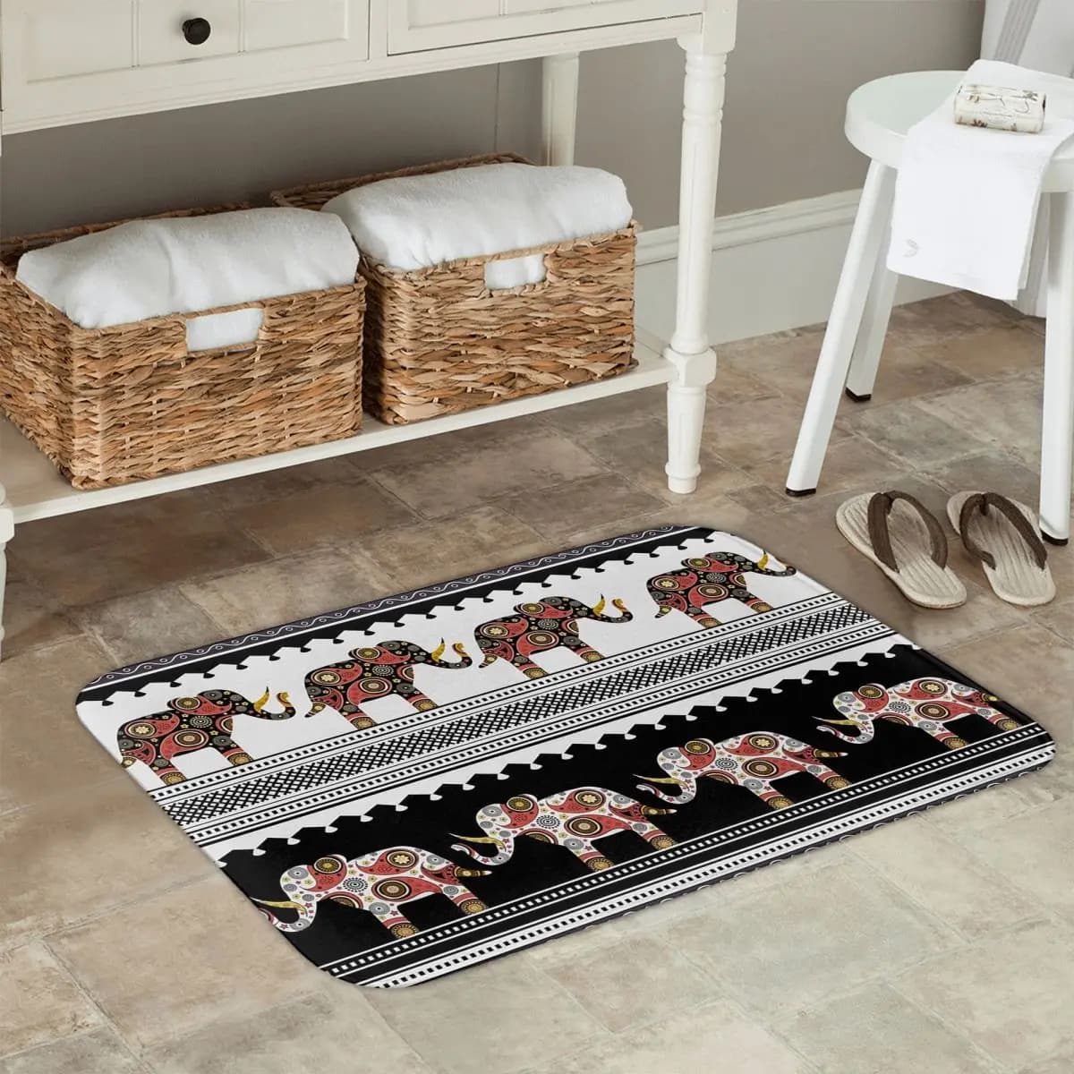Anti-slip and Elephant Zerbino Rug Washable Mat for Kitchen Input Folding Mats for Home Bedroom