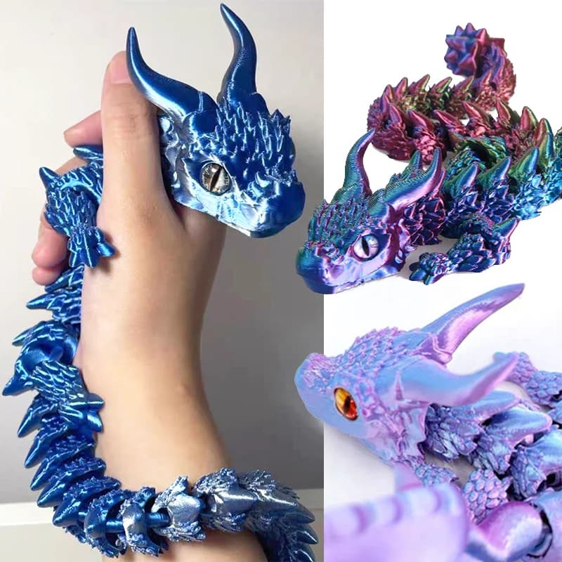 Bestseller: Drago Magico Stampato in 3D con Articolazioni Mobili, Giocattolo Antistress Rotante, Ornamento da Scrivania, Regalo Artigianale per Adulti e Bambini