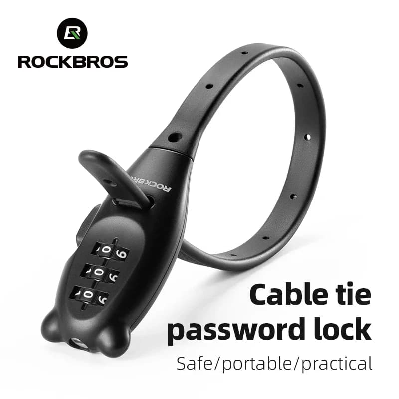 ROCKBROS Portable Bicycle Padlock Zinc Alloy Cable Clasp Cycling Bike Pad Helmet Password Lock Freely adjustable