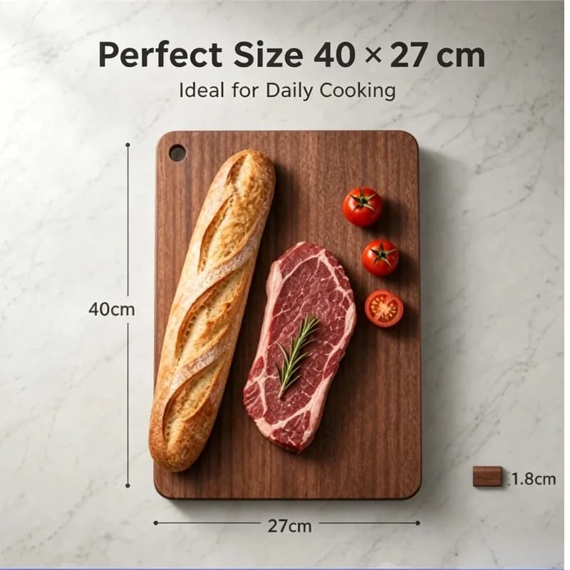 Solid Ebony Wood Cutting Board, Multi Sizes, Natural Antibacterial, No Glue, Hanging Hole