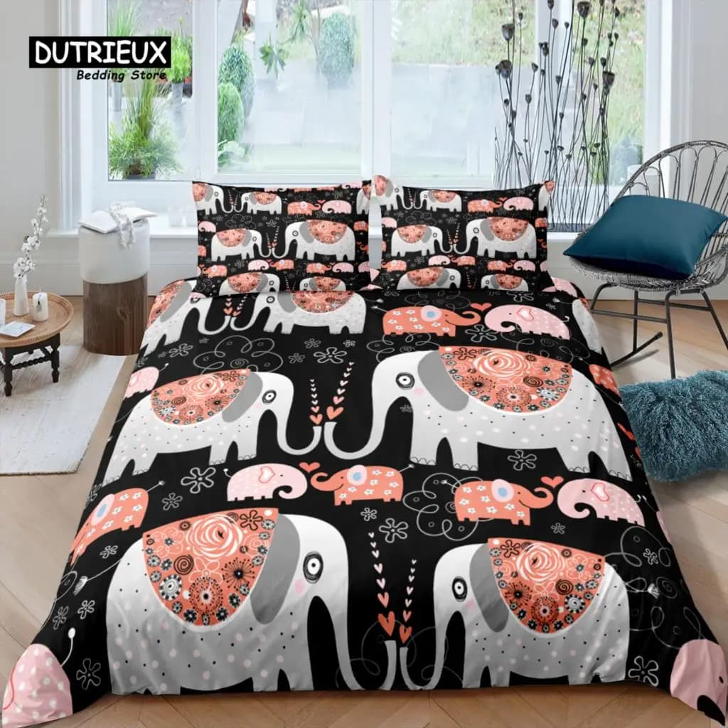Home Living Set di biancheria da letto di lusso 3D Boho Elephant Set copripiumino per ragazza Federa Set di biancheria da letto per bambini Queen e King EU/US/AU/UK Size