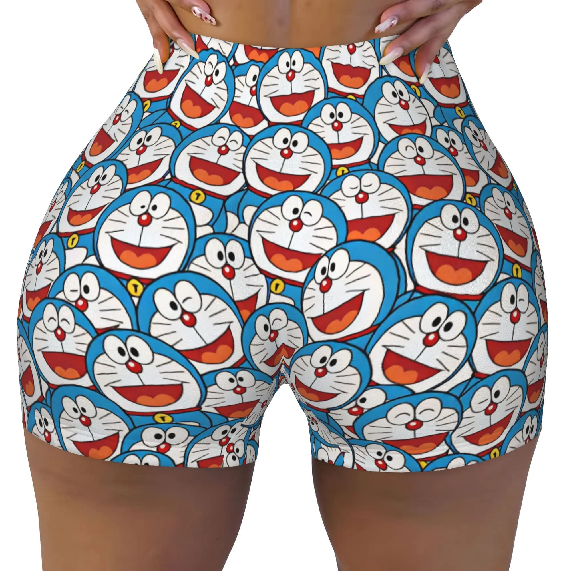Anime D-Doraemon Robot Cat Workout Shorts Women Cartoon Gym Volleyball Running Yoga Shorts