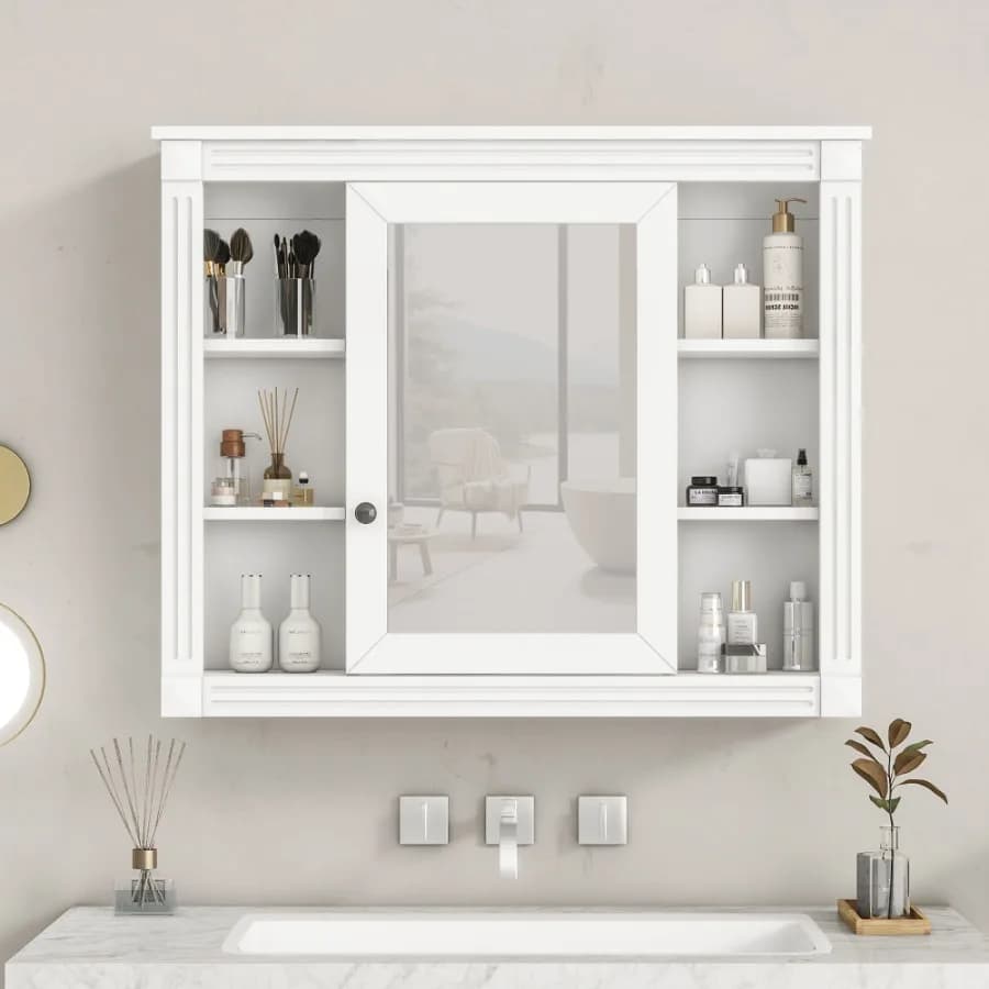 35'' x 28'' Wall Mounted Bathroom Storage Cabinet, Medicine Cabinet, Modern Bathroom Wall Cabinet with Mirror, Mirror Cabinet w