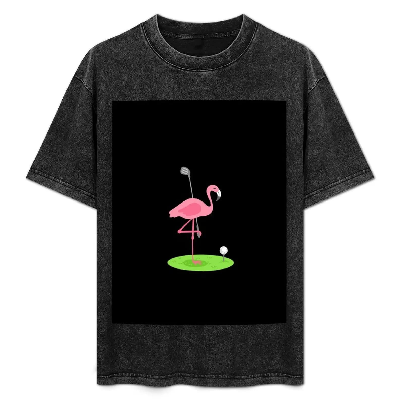 T-shirt da golf Golf Flamingo Golfing Golfer, top a maniche corte elasticizzato e morbido