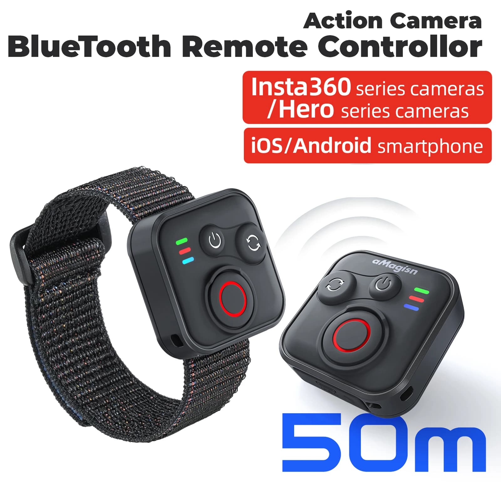 Bluetooth remote control for Insta360 Ace Pro 2 X5 ONE RS GoPro Hero 13 12 11 10 9 8 MAX Mini sports cameras with iOS Android