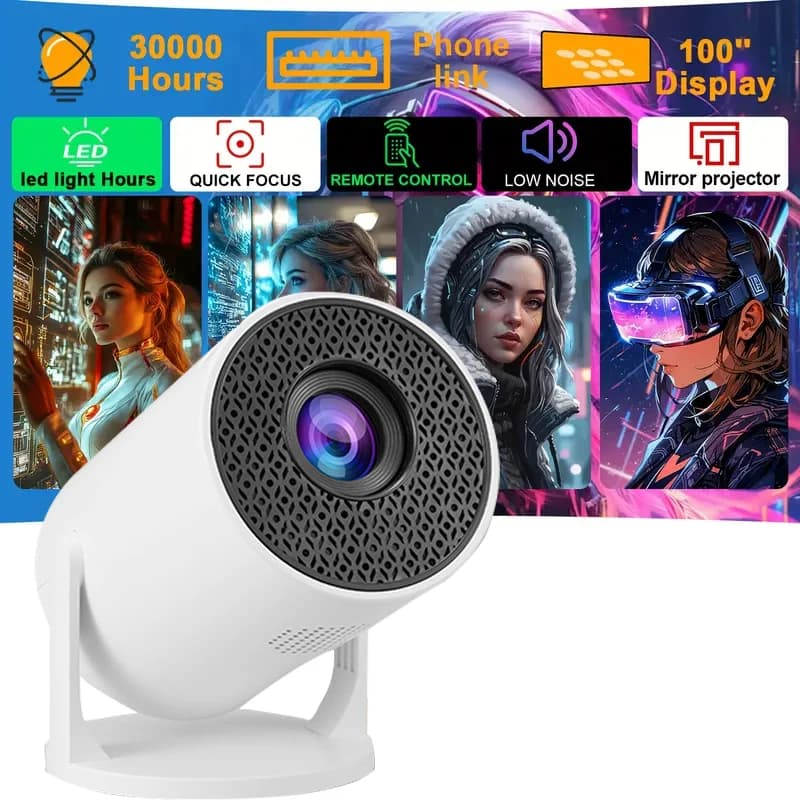 Mini proiettore M5, supporta 480P 50ANSI, specchiamento schermo wireless, presa USB, regolabile 180 ° angolo di proiezione, forniture per feste luminose