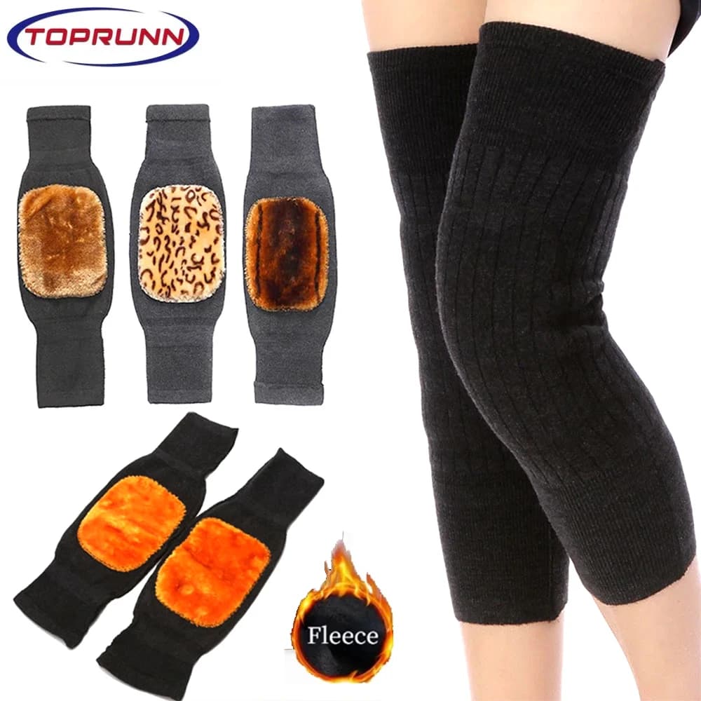 Ginocchiere in lana di cashmere Scaldamuscoli termici invernali Addensare allungare le ginocchia elastiche Protezione di supporto per l'artrite