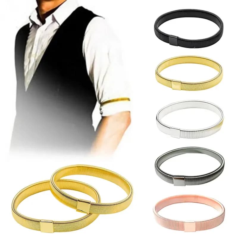 2 pcs men's stretch arm band unisex elasticized sleeves for elastic metal shirt garters clothing accessories