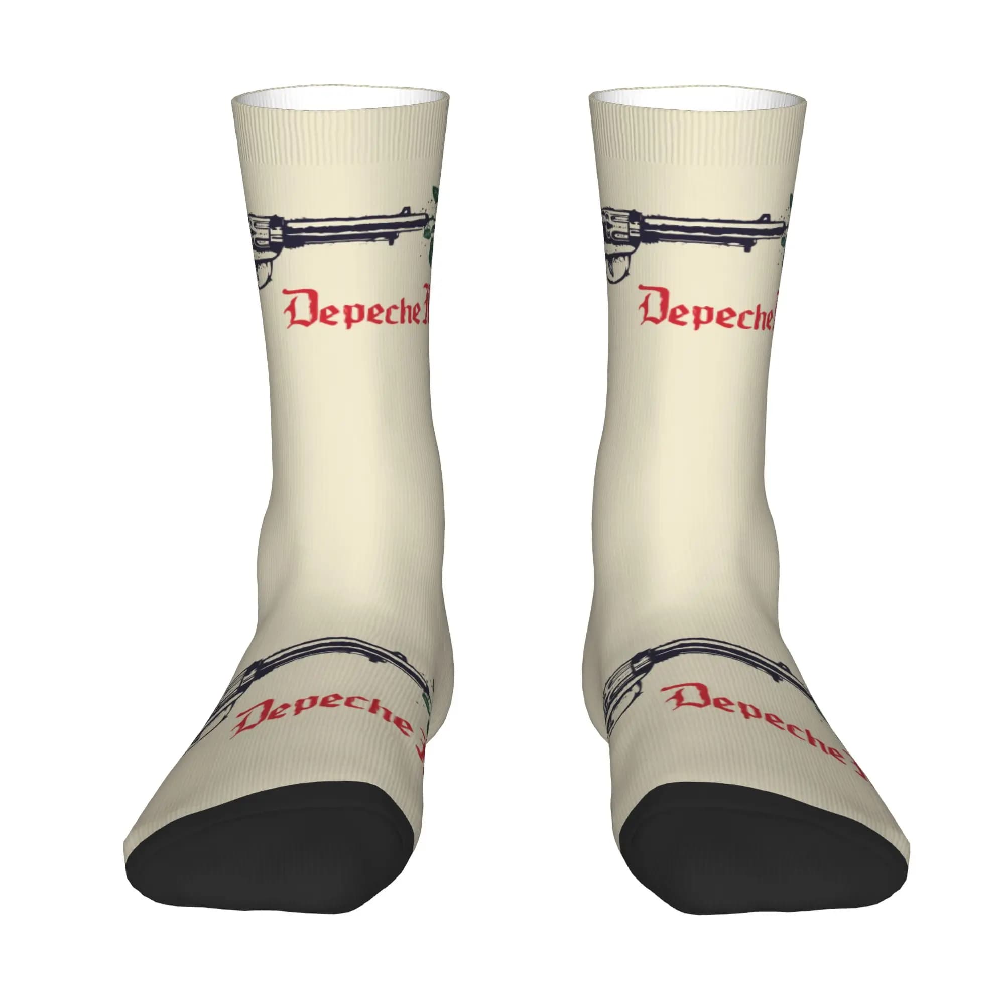 Custom Cute Printed D-Depeche Cool Mode Electronic Rock Socks for Men Women Stretch Summer Autumn Winter Crew Socks