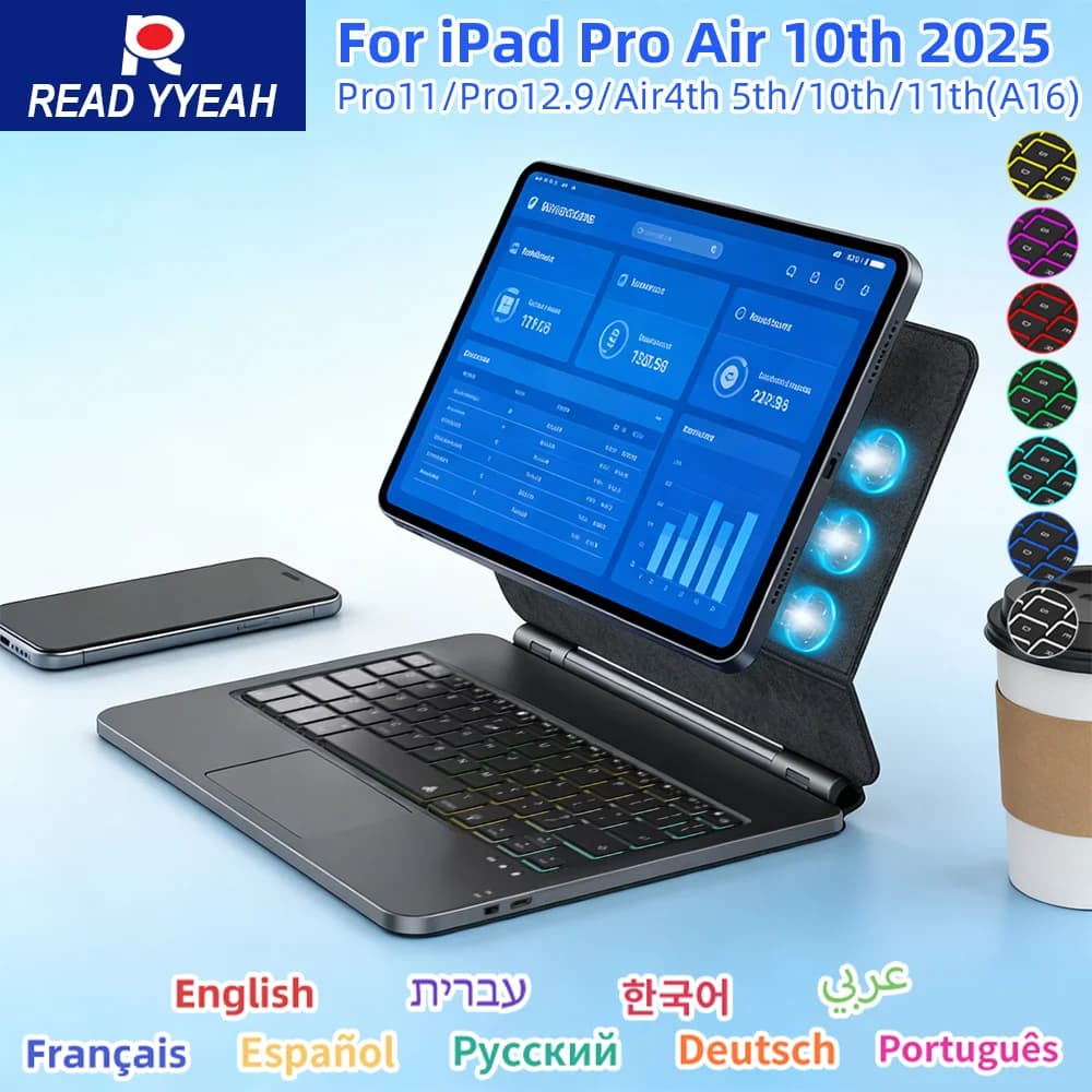 Tastiera Magica con Touchpad per iPad Air 4 5 10.9 pollici 10a Generazione iPad A16 2025 Pro 12.9 pollici 2018-2022 Custodia per Tablet Smart Cover